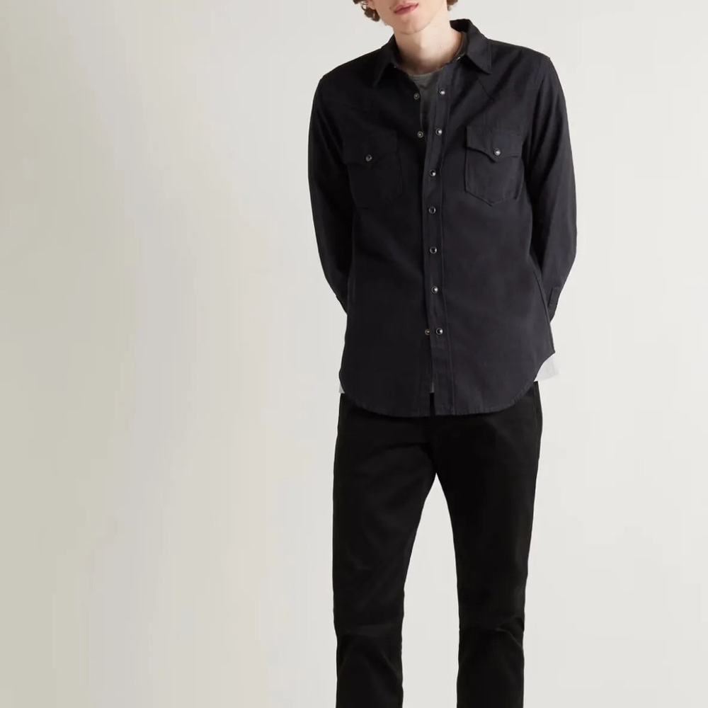 SAINT LAURENT WESTERN SHIRT IN BLACK RINSE DENIM